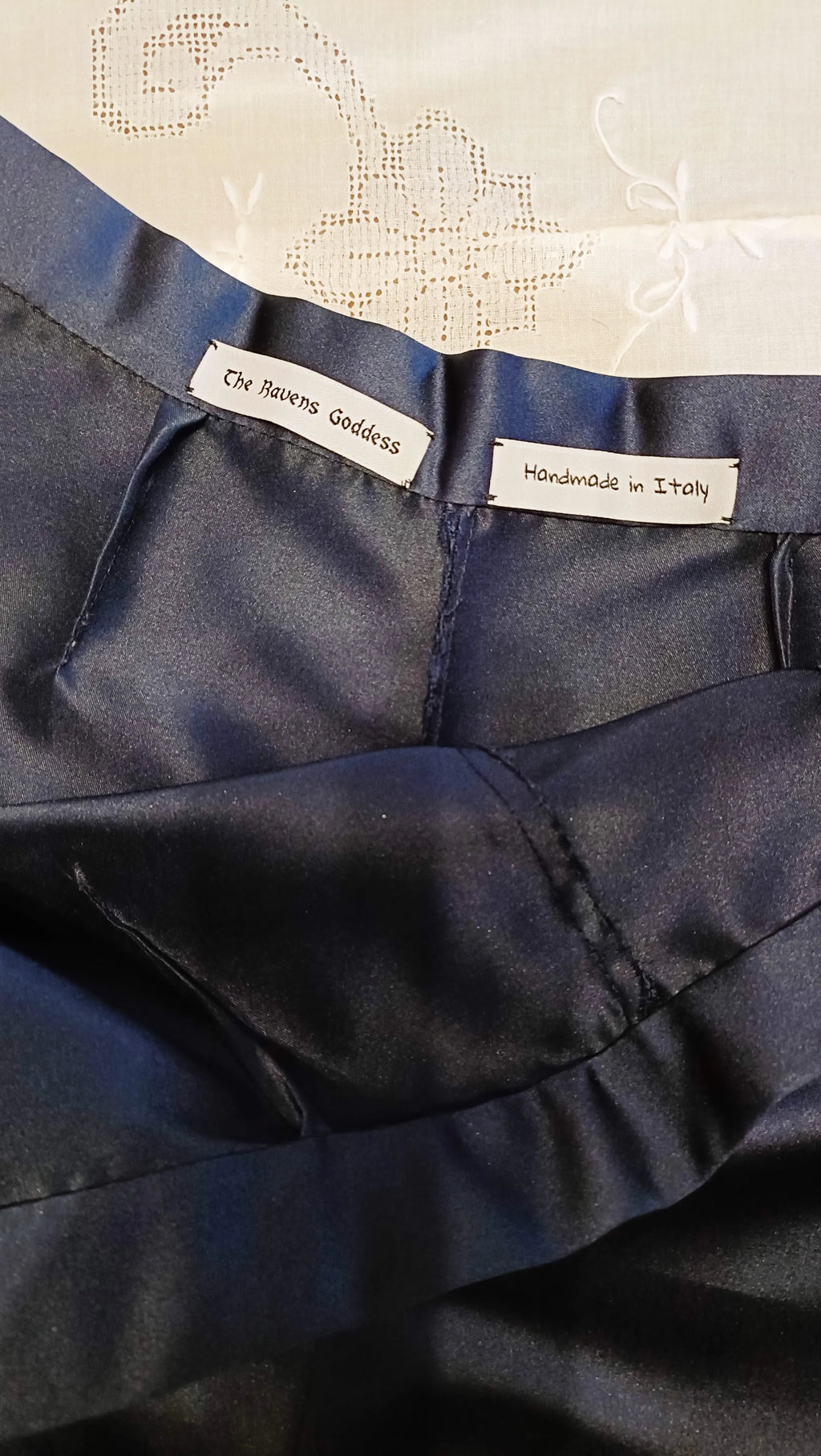 Brocade Dream Set - Blue & Gold Brocade Tail Vest + Midnight Blue Duchess Satin Cigarette Trousers Set – Size S (IT 40)