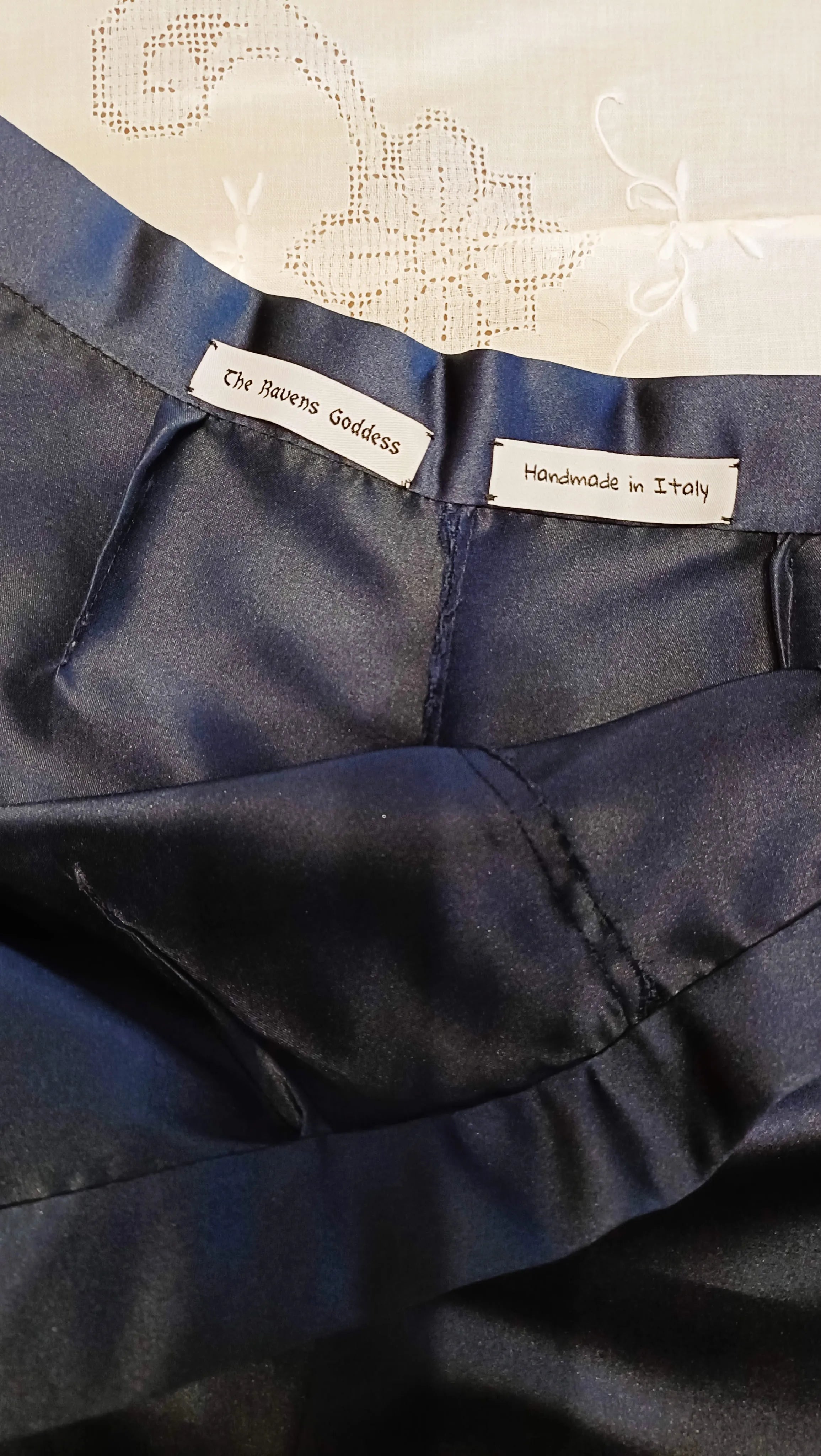 Brocade Dream Set - Blue & Gold Brocade Tail Vest + Midnight Blue Duchess Satin Cigarette Trousers Set – Size S (IT 40)