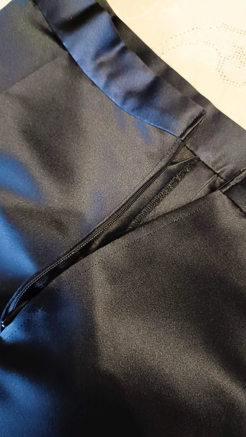 Brocade Dream Set - Blue & Gold Brocade Tail Vest + Midnight Blue Duchess Satin Cigarette Trousers Set – Size S (IT 40)