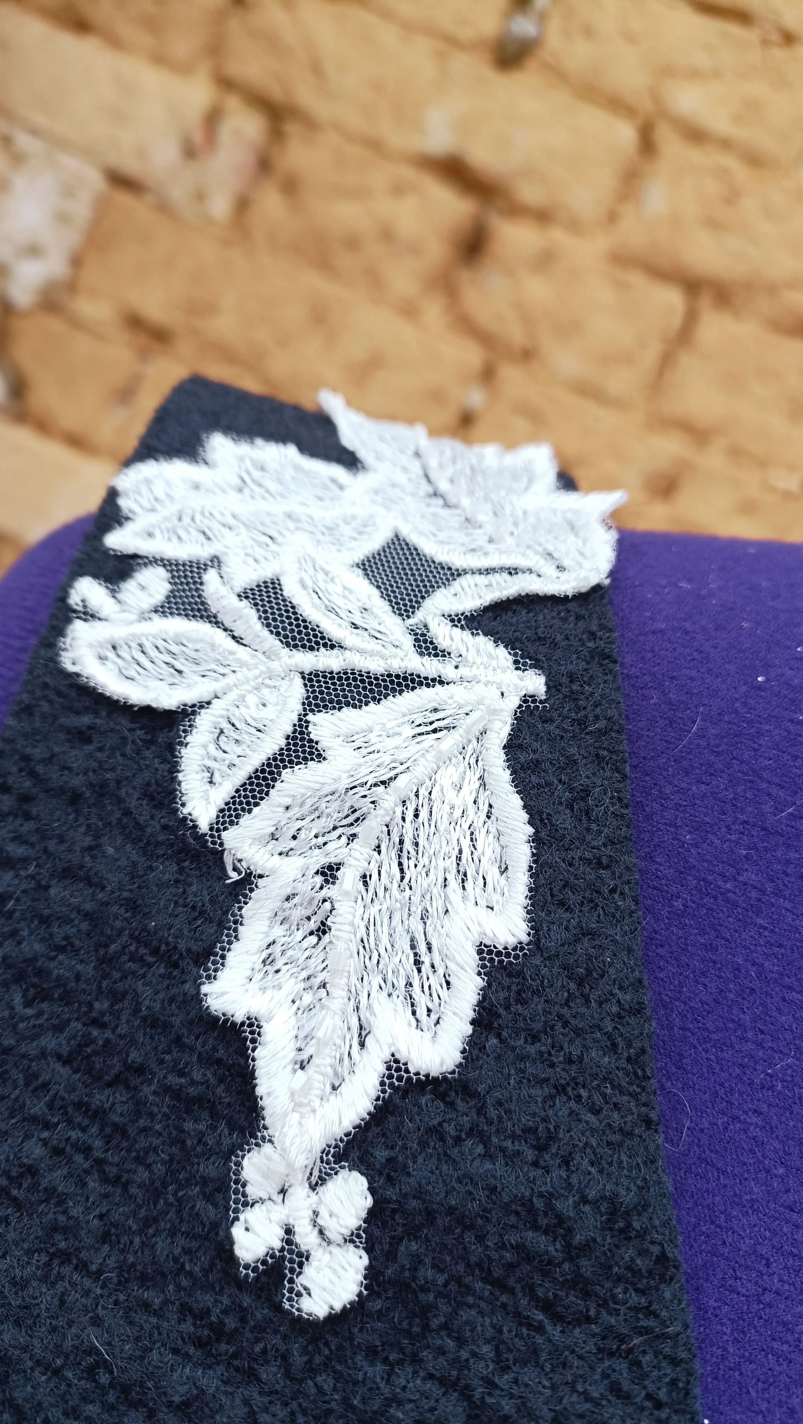 Luxury Hand-Beaded 3D White Lace Vest – 100% Wool Loden (Black or Brown) – Couture Waistcoat with Pearls & French Lace