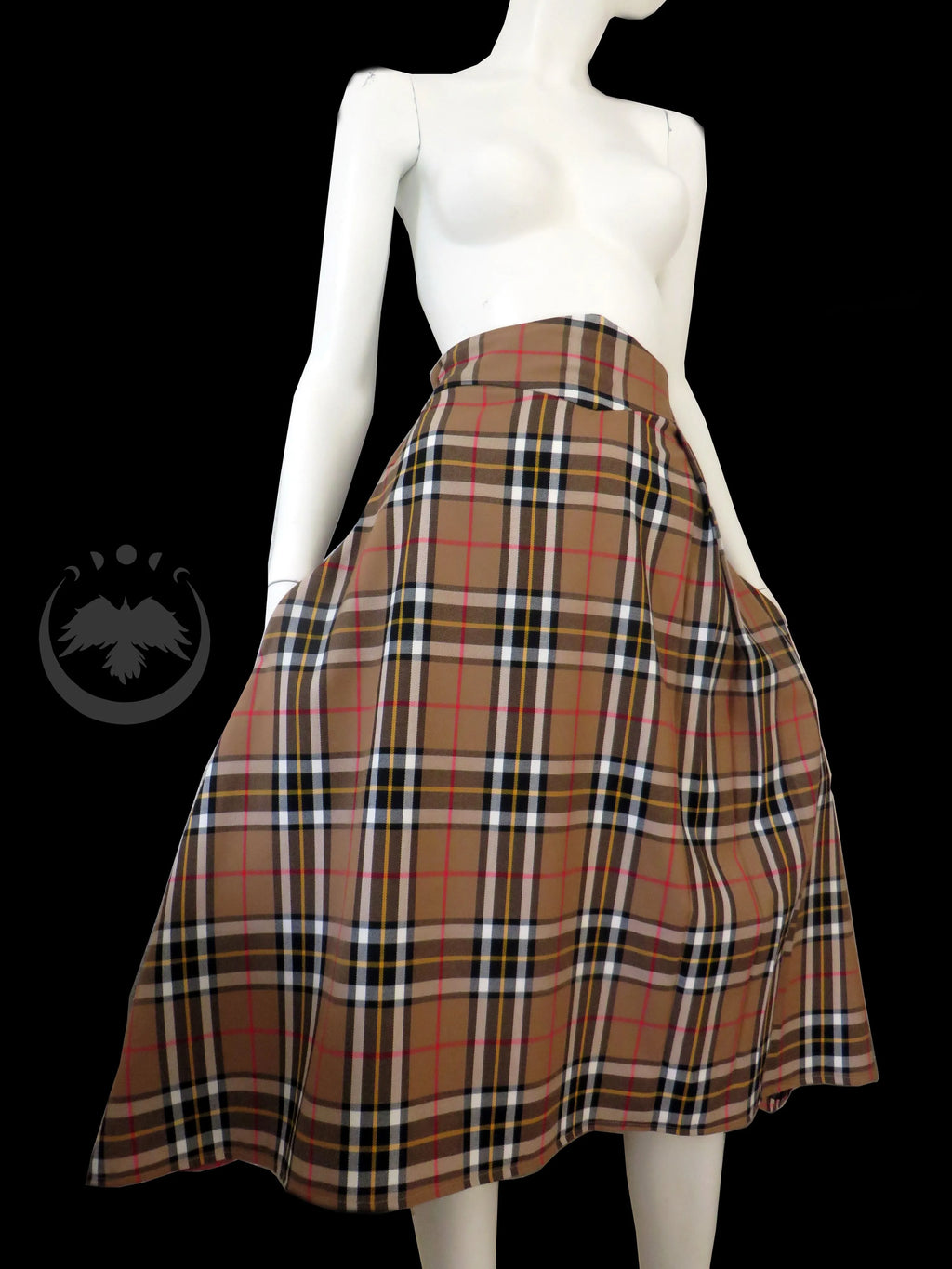 K-Drama-Inspired Brown Oversized Blouse & Plaid Knee-Length Skirt Set – Size M – Romantic Co-Ord Outfit