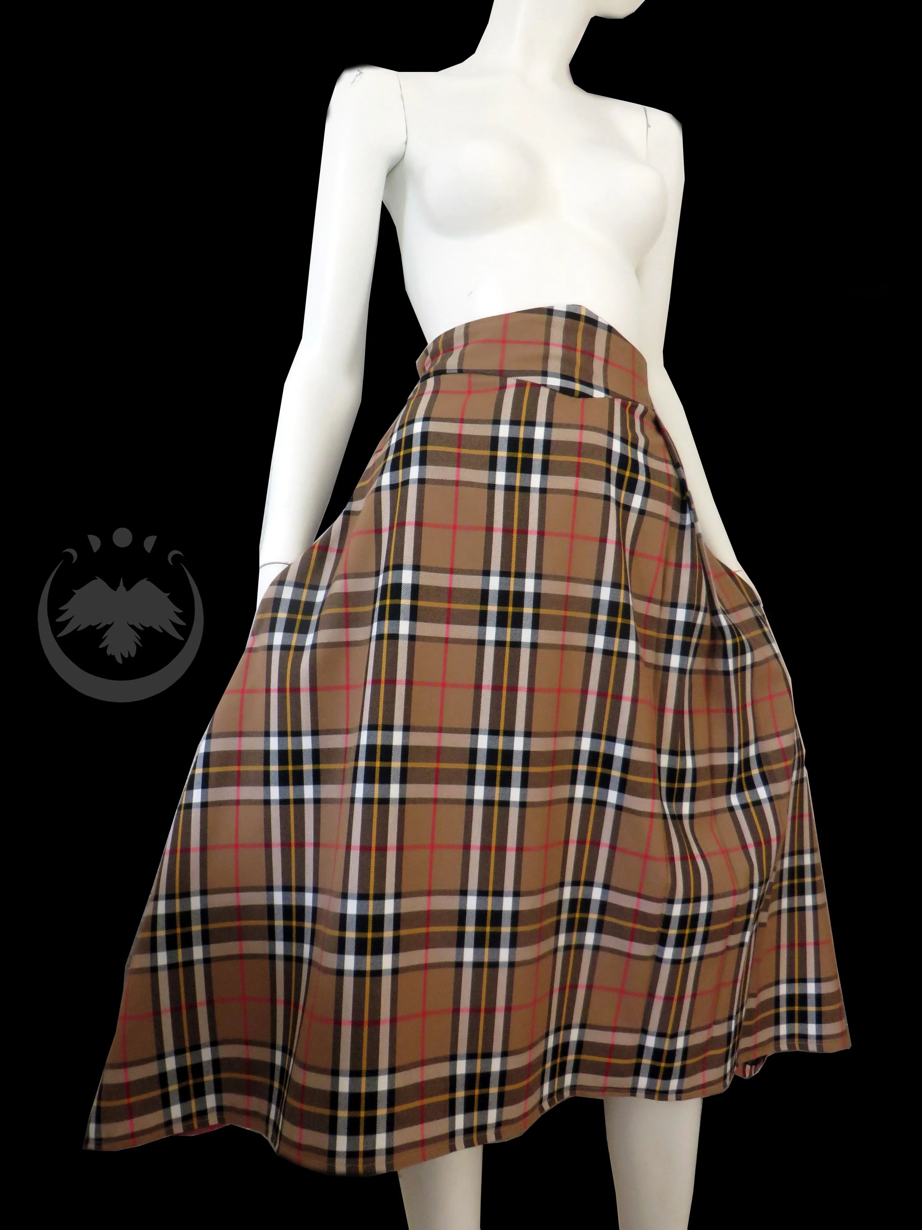 K-Drama-Inspired Brown Oversized Blouse & Plaid Knee-Length Skirt Set – Size M – Romantic Co-Ord Outfit