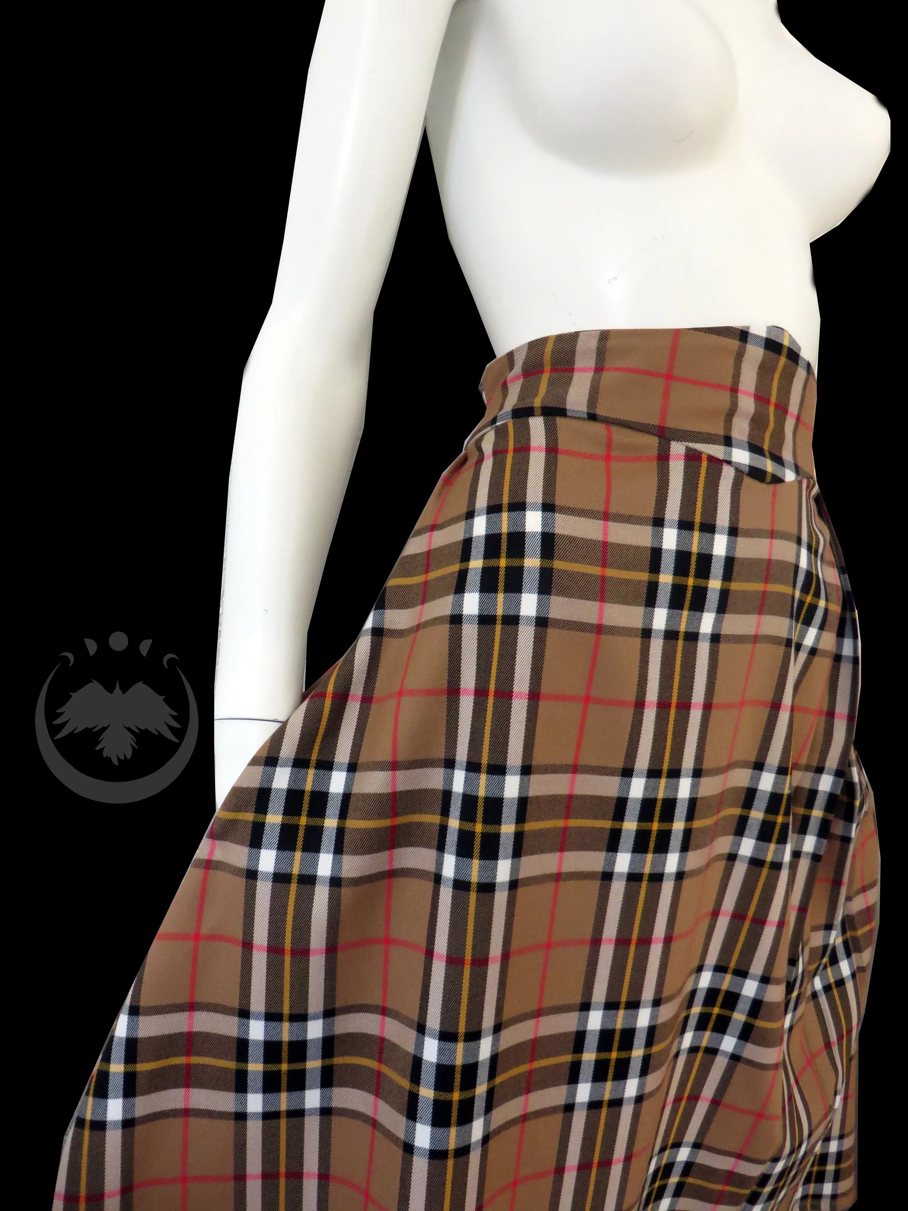 K-Drama-Inspired Brown Oversized Blouse & Plaid Knee-Length Skirt Set – Size M – Romantic Co-Ord Outfit