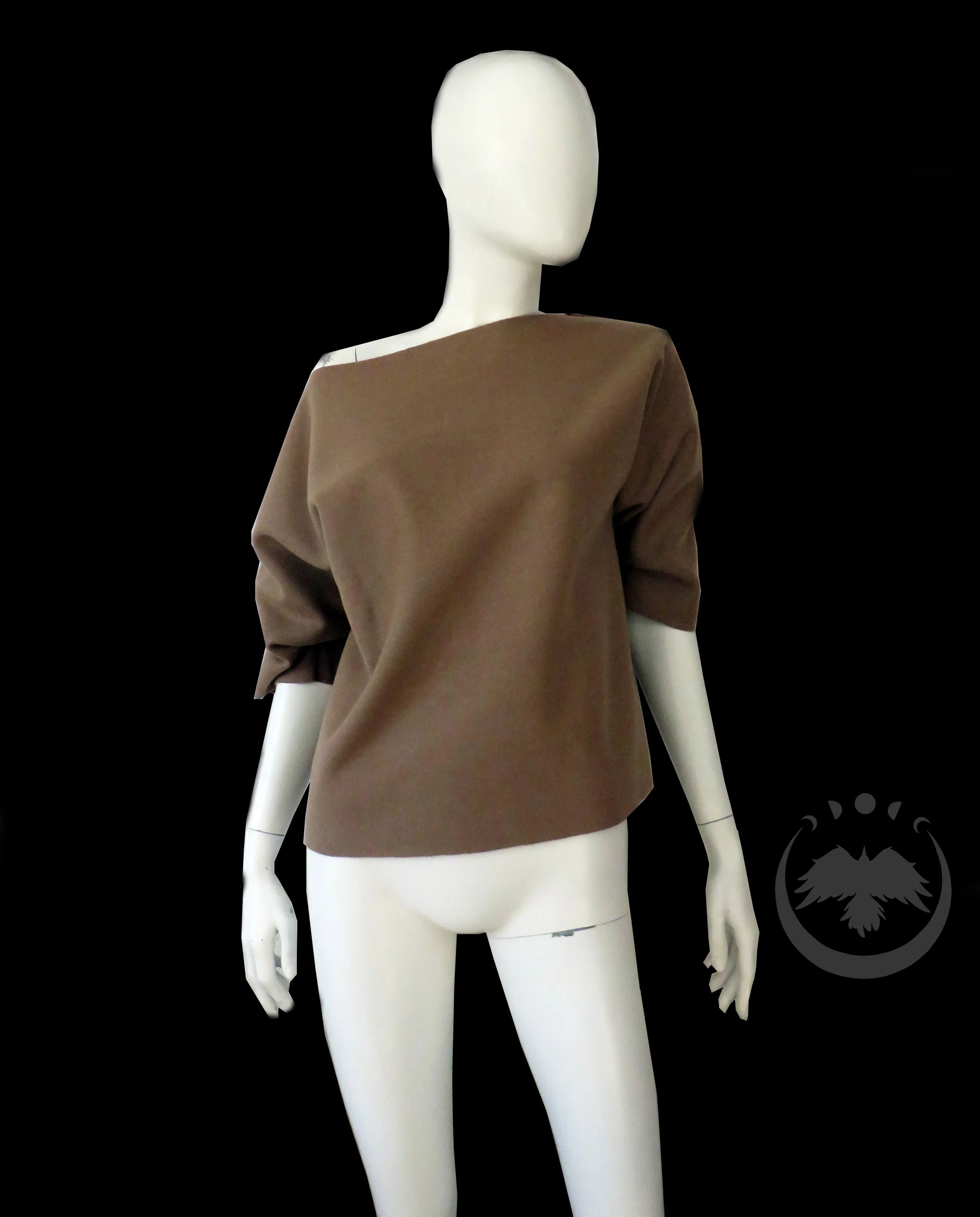 K-Drama-Inspired Brown Oversized Blouse & Plaid Knee-Length Skirt Set – Size M – Romantic Co-Ord Outfit