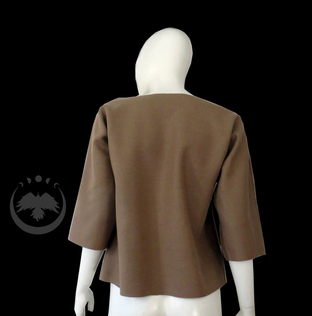 K-Drama-Inspired Brown Oversized Blouse & Plaid Knee-Length Skirt Set – Size M – Romantic Co-Ord Outfit