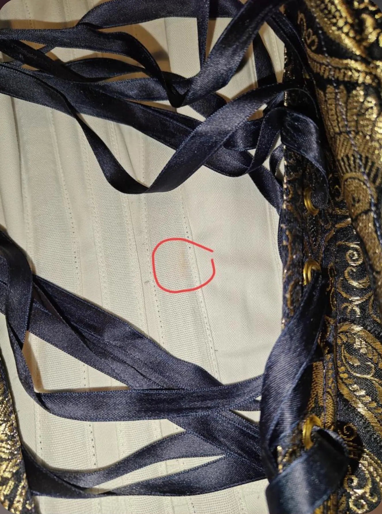 Lizan - Plus-Size Blue & Gold Brocade Overbust Corset – Handcrafted Curvy Corset with Satin Ribbon Lacing