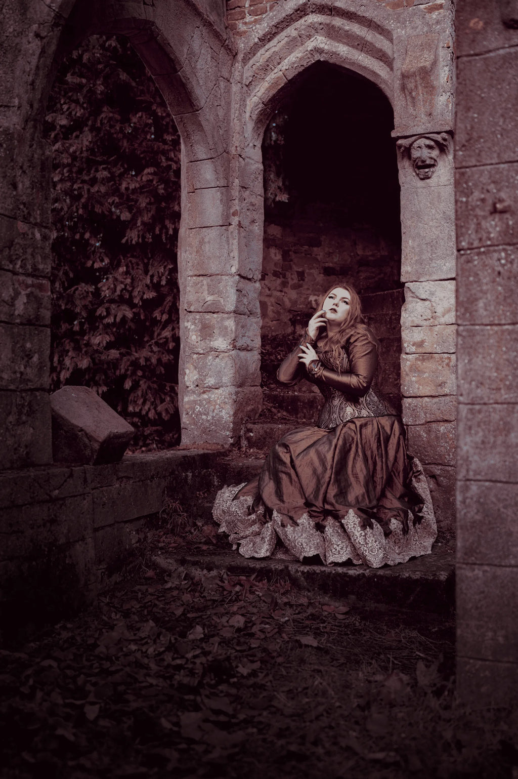 Lizan - Plus-Size Blue & Gold Brocade Overbust Corset – Handcrafted Curvy Corset with Satin Ribbon Lacing