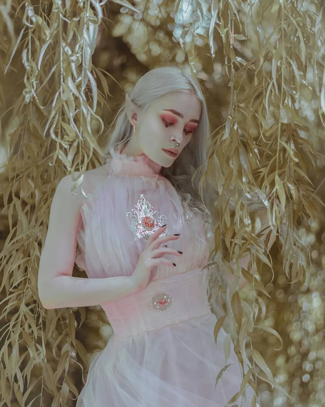 Unicorn Bride - Handcrafted Italian Fantasy Wedding Dress with Metal Filigree Details – Magical Elven Bridal Gown