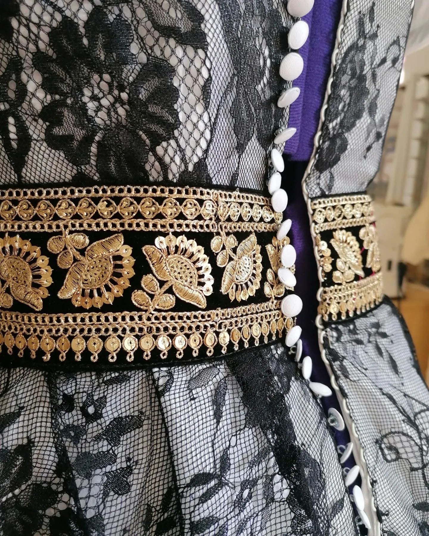 Louise - Edwardian-Inspired Black Lace & Taffeta Wedding Dress – Handmade Italian Couture Bridal Gown Size M (IT 42)